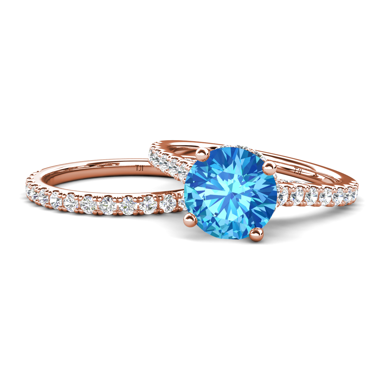 Kalina 2.13 ctw Blue Topaz Accented Lab Grown Diamonds Bridal Set Ring  